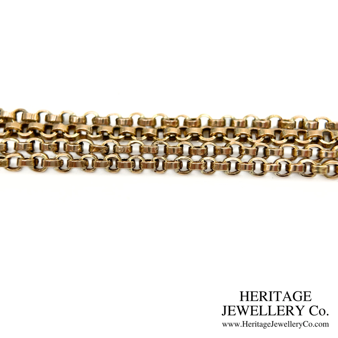 Antique Double Strand Long Guard Chain with T-bar