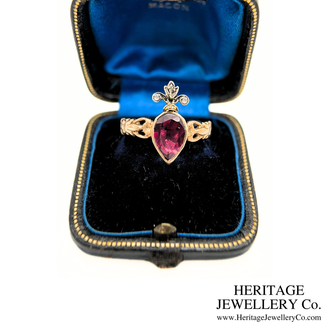Georgian Garnet and Diamond Duchesse Ring