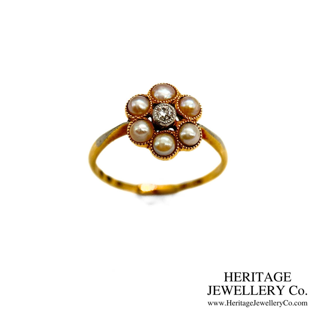 Antique Pearl & Diamond Cluster Ring