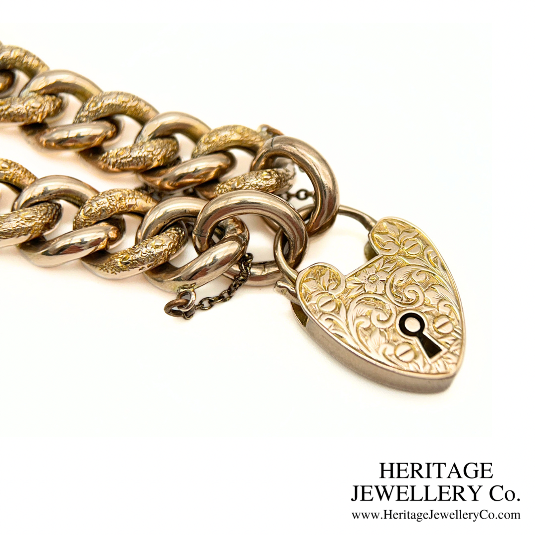Antique "Night and Day" Gold Curb Bracelet