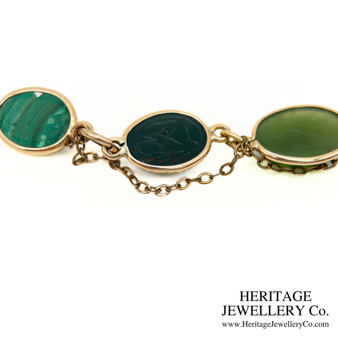 Victorian Egyptian Revival Gemstone Scarab Bracelet