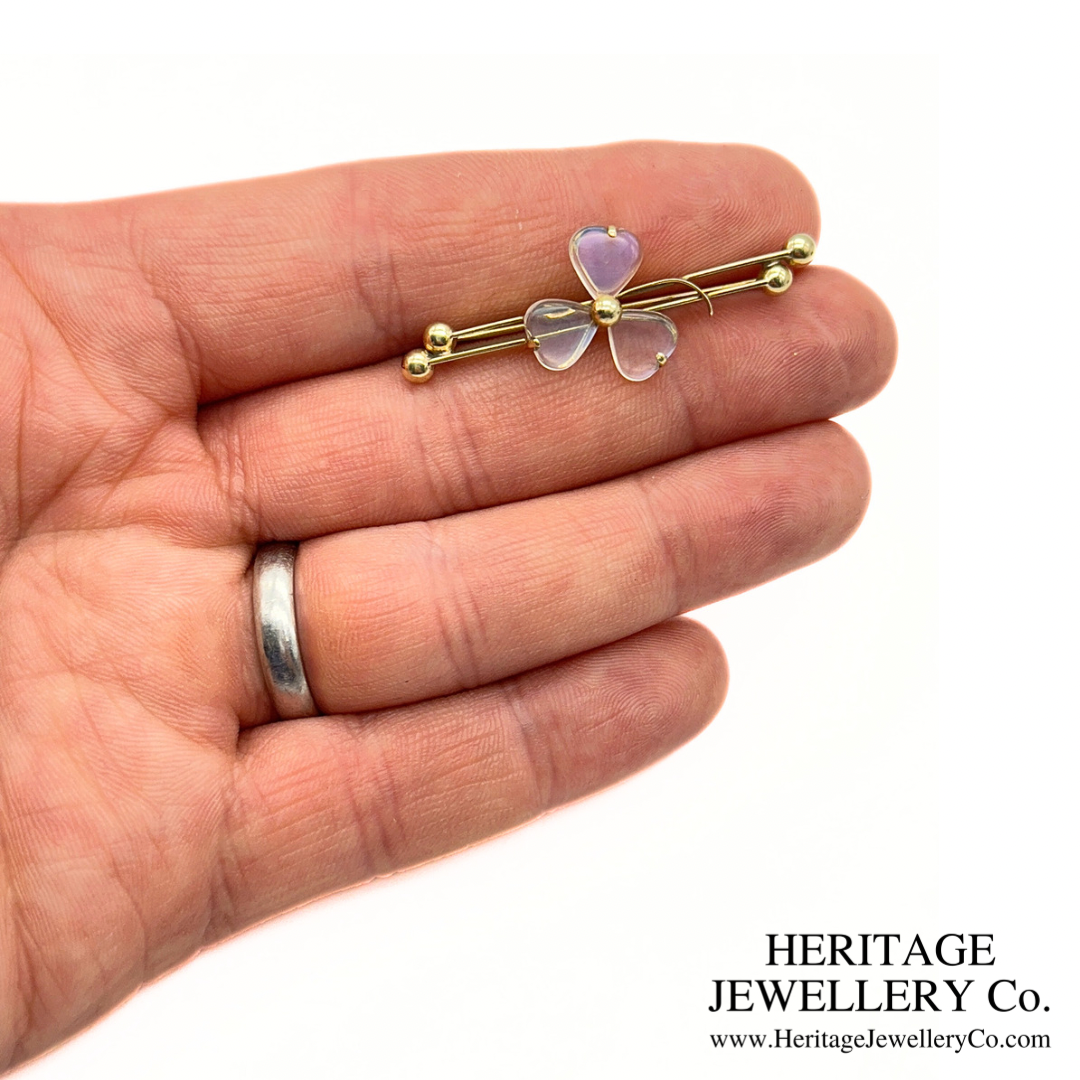 Antique Rock Crystal Shamrock Brooch