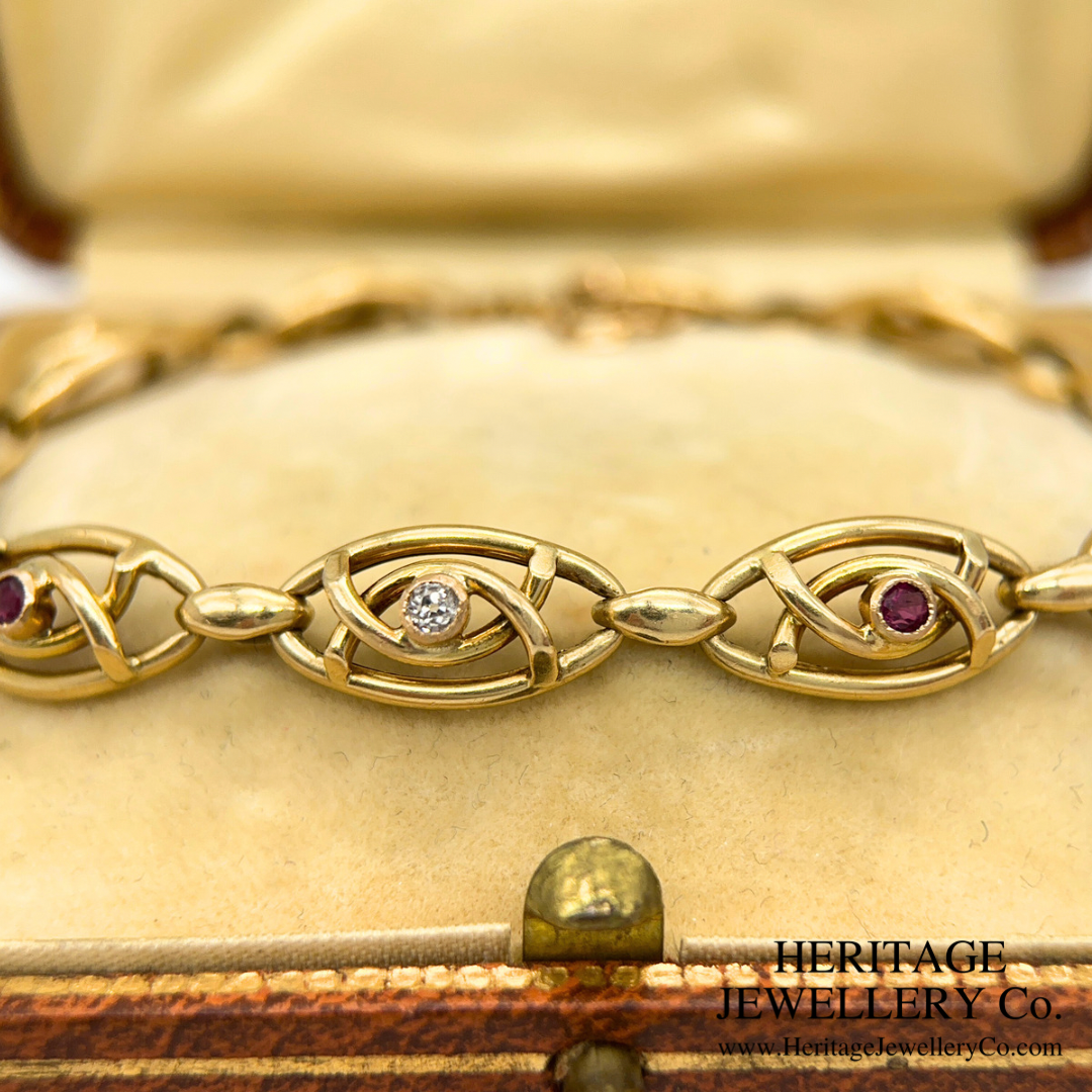 Art Nouveau Ruby & Diamond Bracelet
