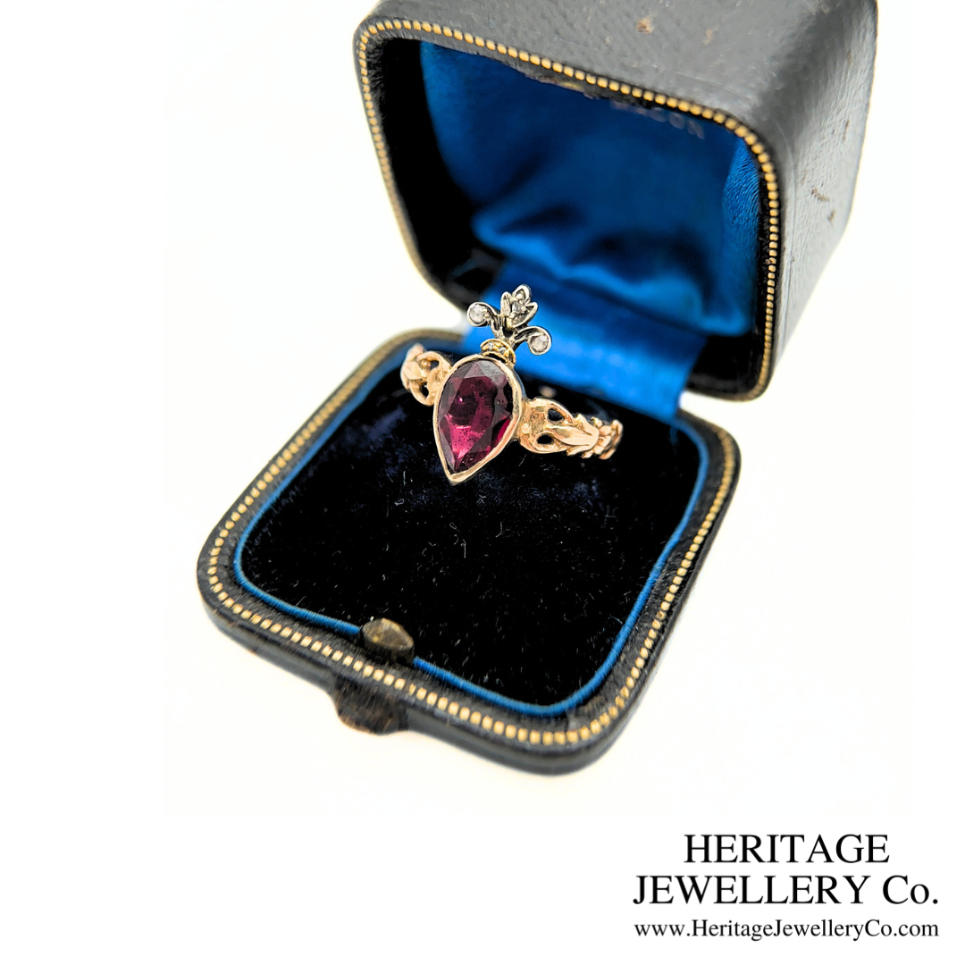 Georgian Garnet and Diamond Duchesse Ring