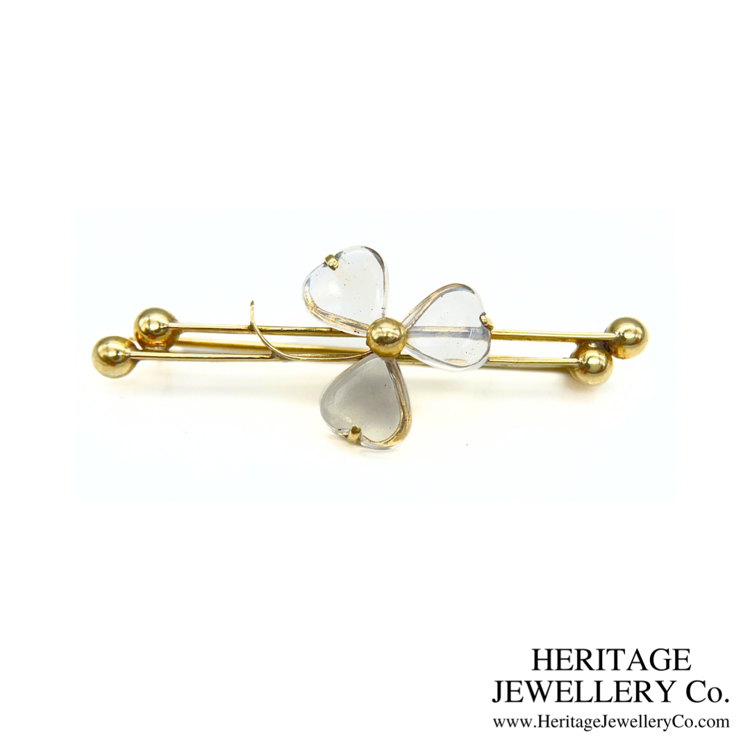 Antique Rock Crystal Shamrock Brooch