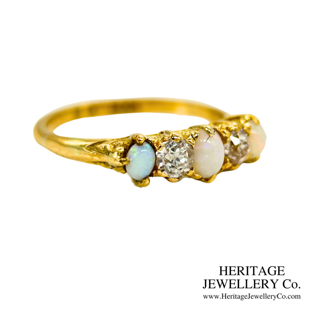 Antique Opal and Diamond 5-Stone Ring