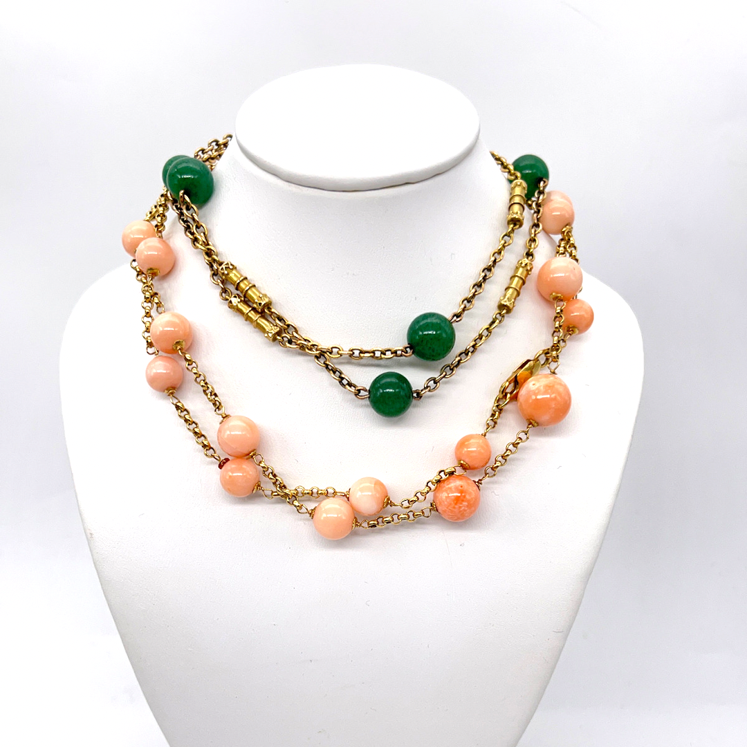 Vintage Coral and Gold Necklace (18ct gold)