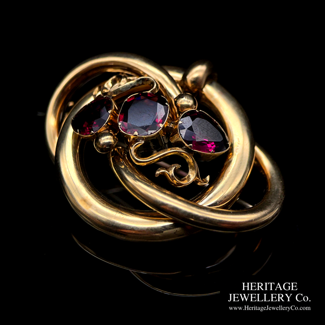 Antique Garnet & Gold Brooch Pendant (9ct gold)