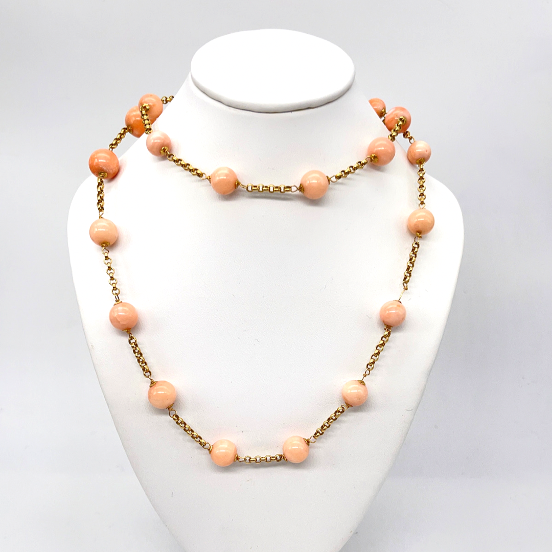 Vintage Coral and Gold Necklace (18ct gold)
