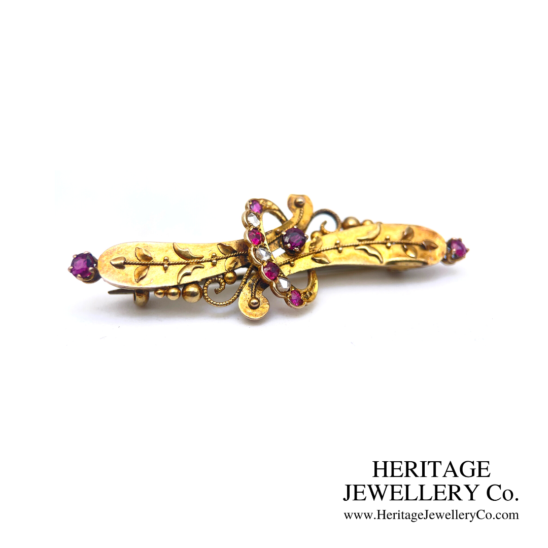 Antique Ruby and Diamond Brooch