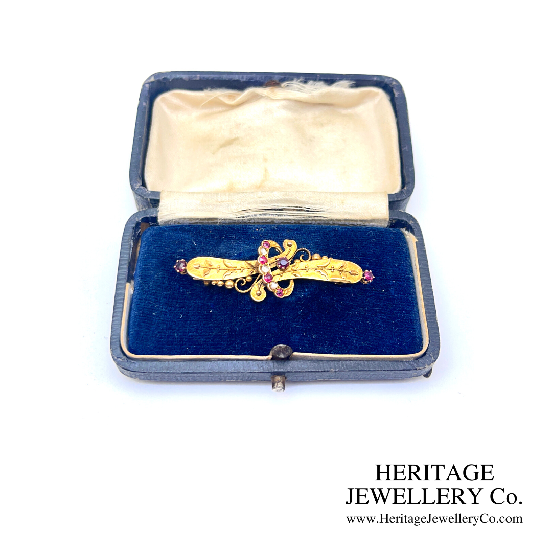 Antique Ruby and Diamond Brooch