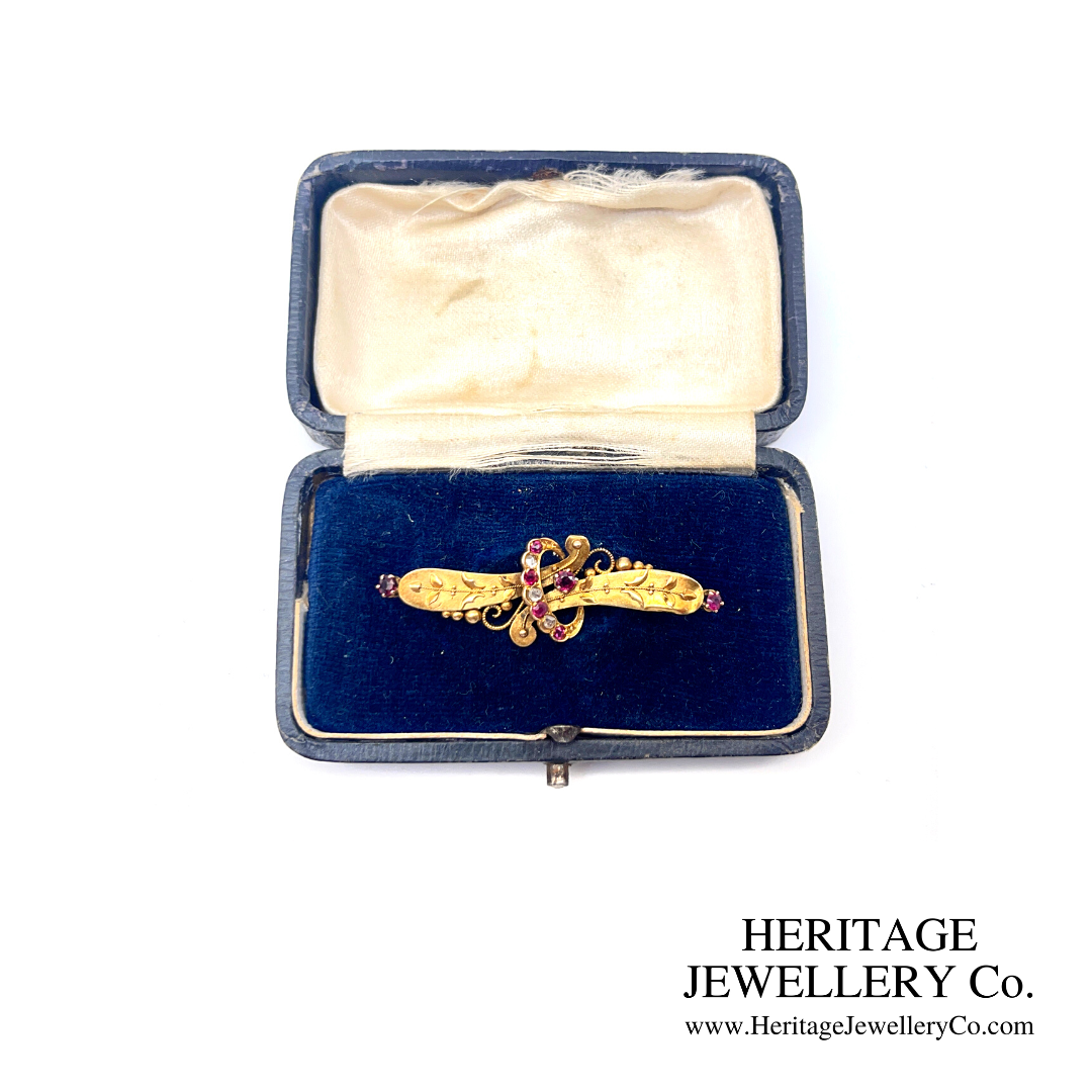 Antique Ruby and Diamond Brooch