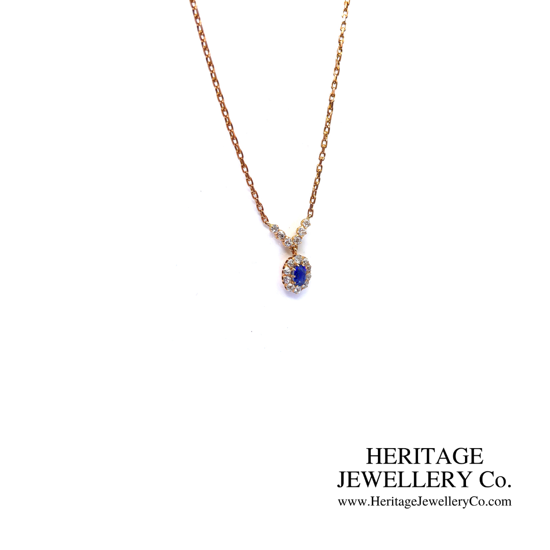 Antique Sapphire & Diamond Cluster Necklace (c.1900)