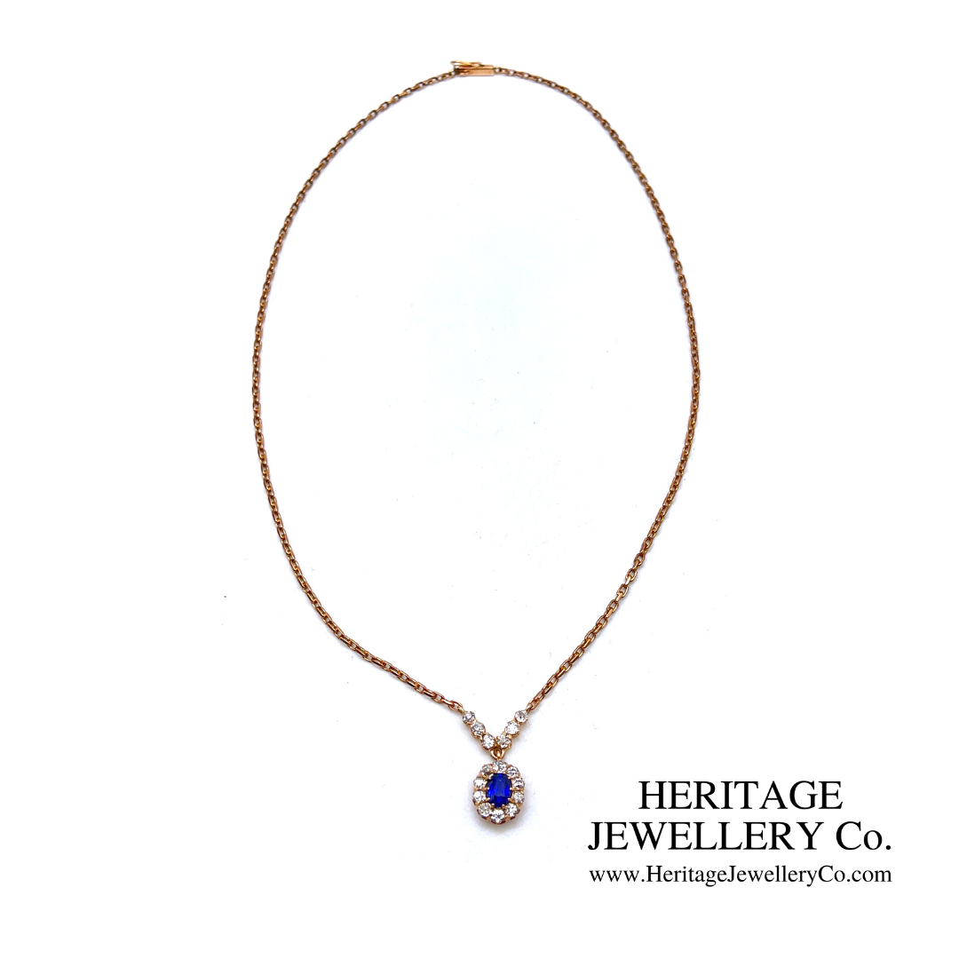 Antique Sapphire & Diamond Cluster Necklace (c.1900)