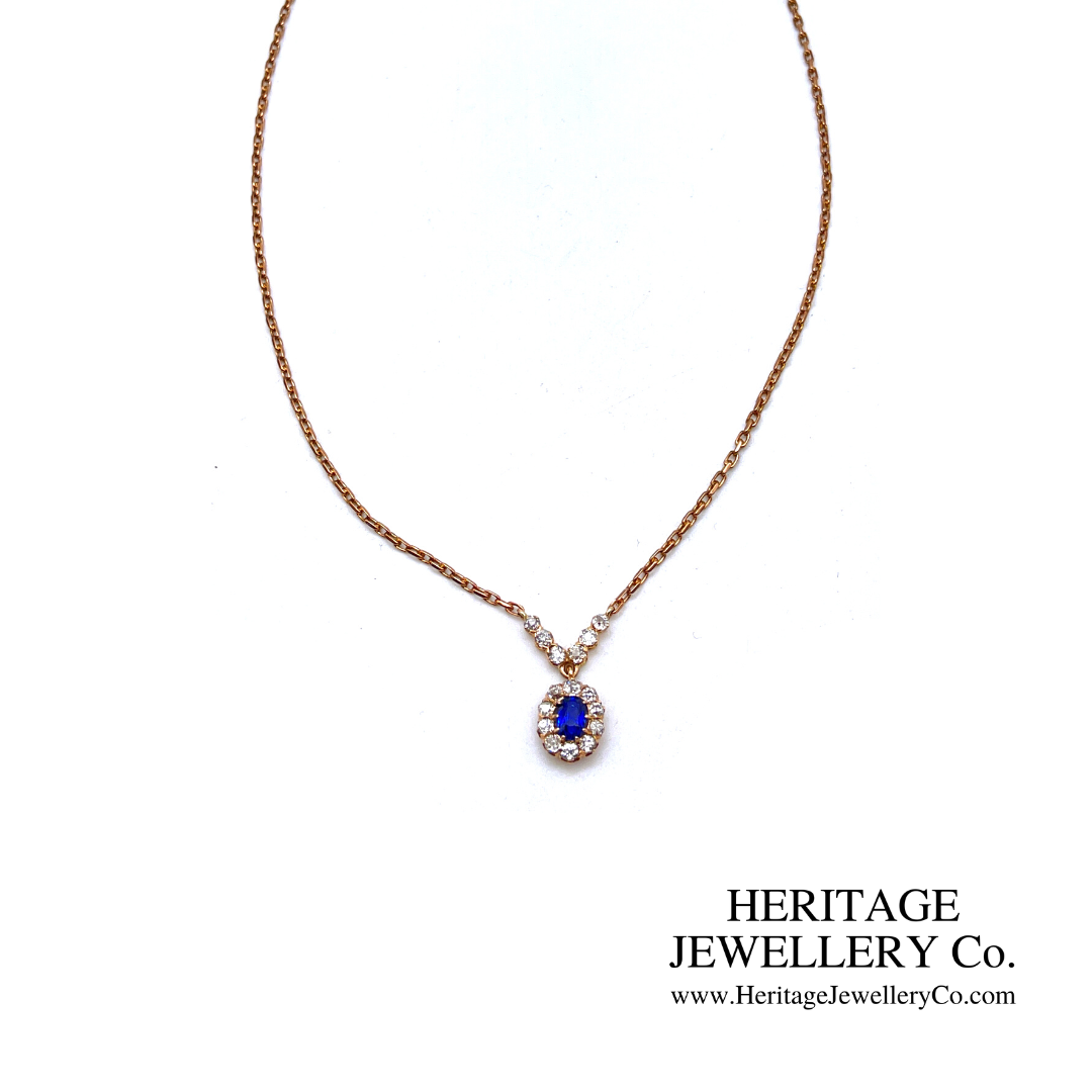 Antique Sapphire & Diamond Cluster Necklace (c.1900)