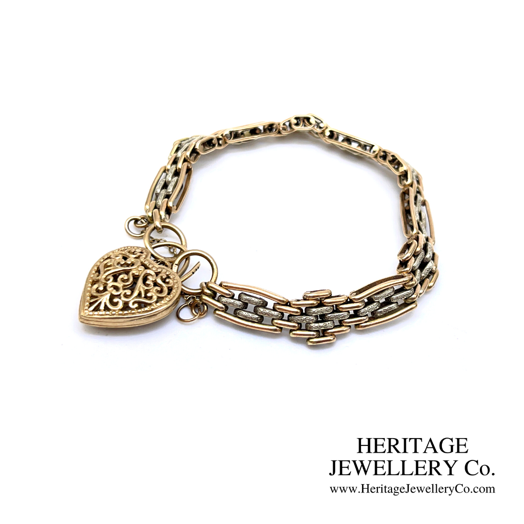 Vintage 2-Colour Bracelet with Heart Padlock