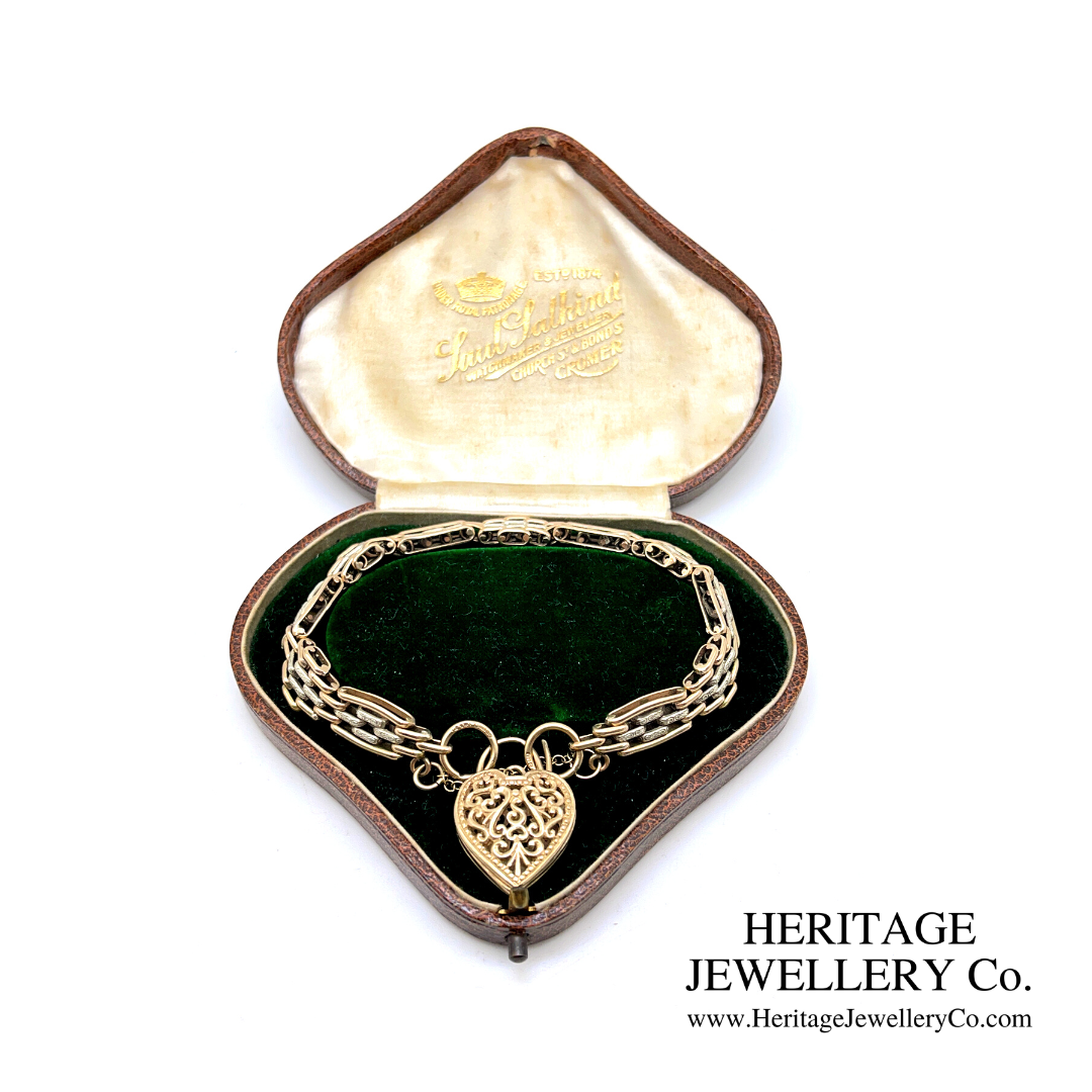 Vintage 2-Colour Bracelet with Heart Padlock
