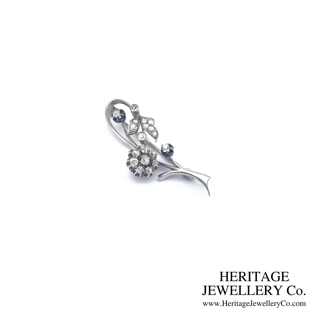 Art Deco Diamond Flower Brooch