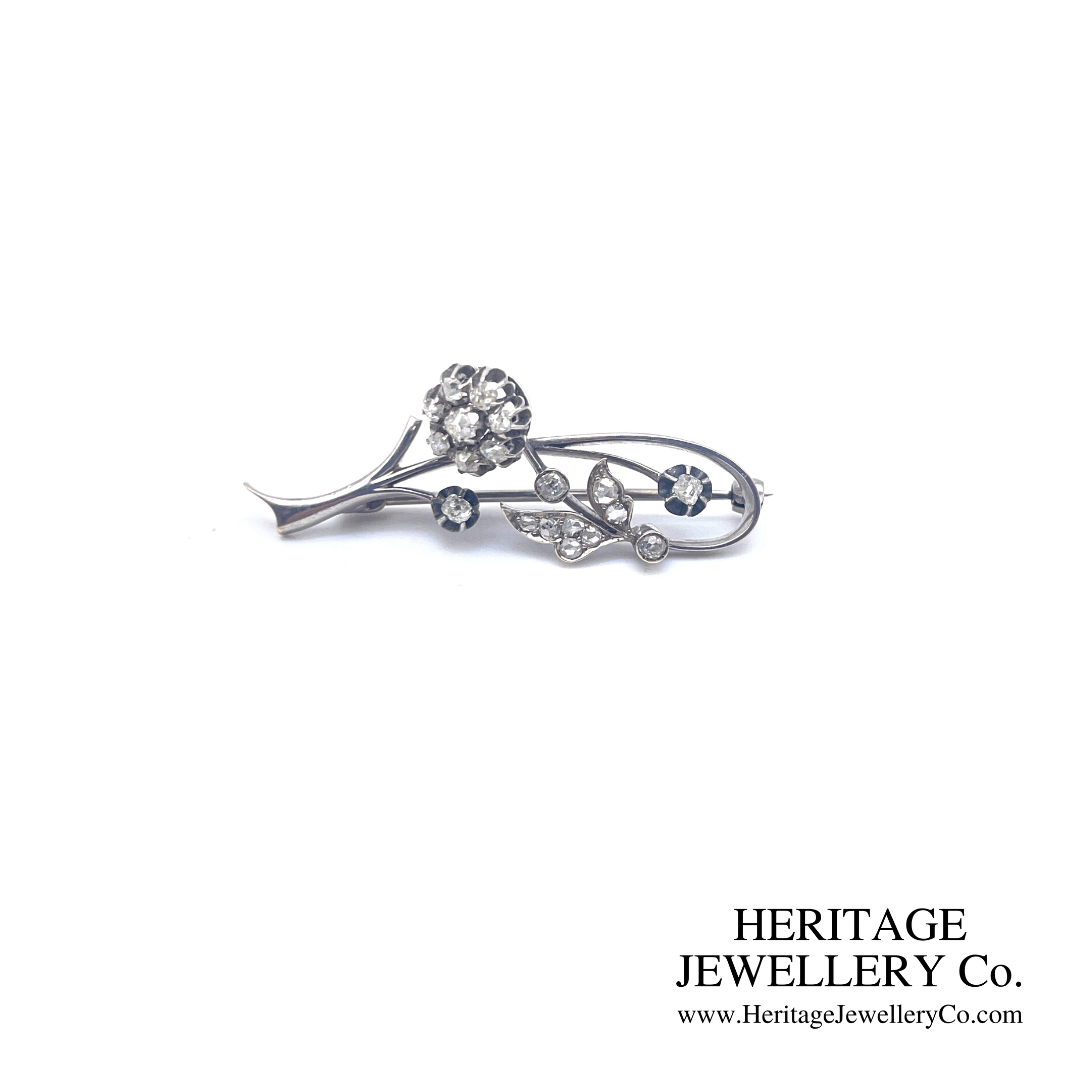 Art Deco Diamond Flower Brooch