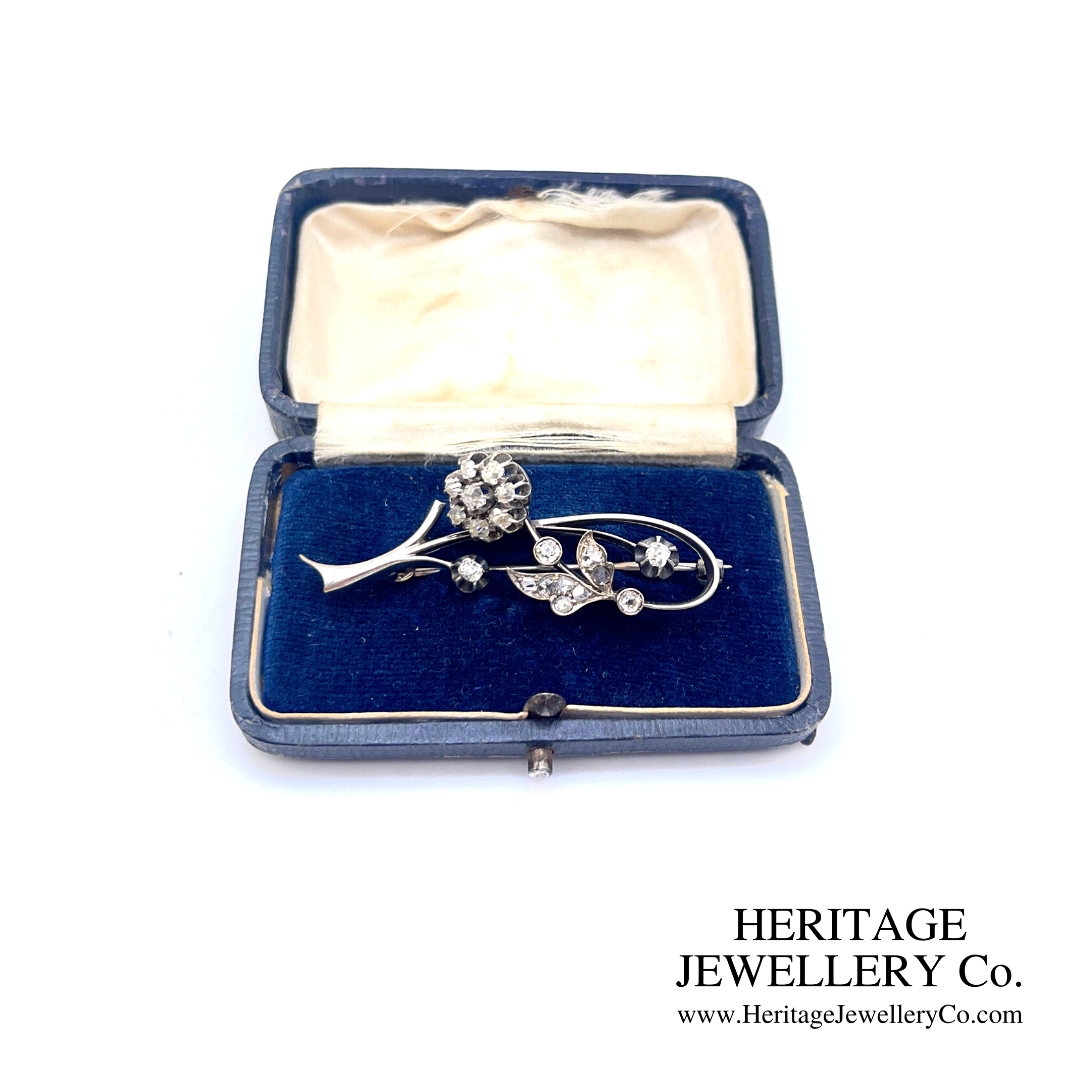 Art Deco Diamond Flower Brooch