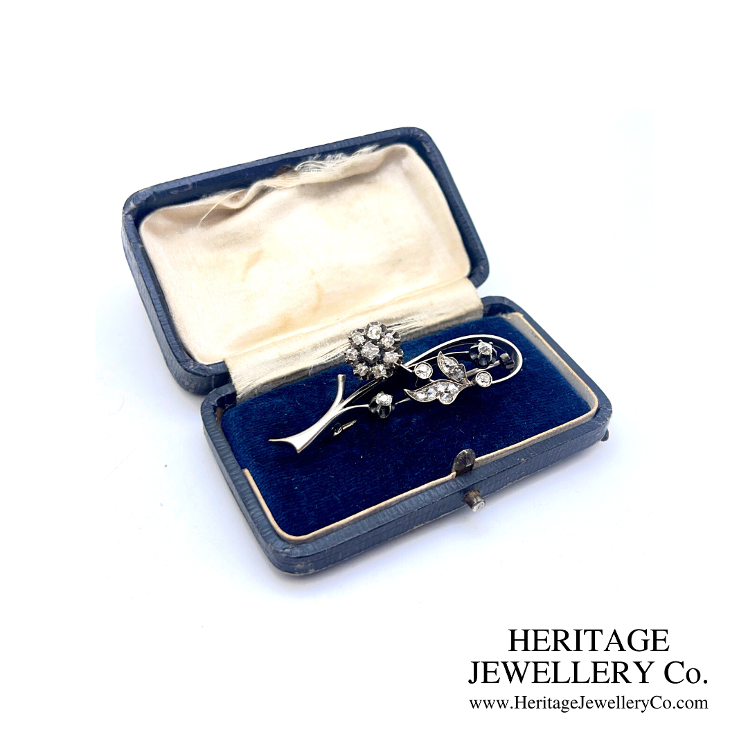 Art Deco Diamond Flower Brooch