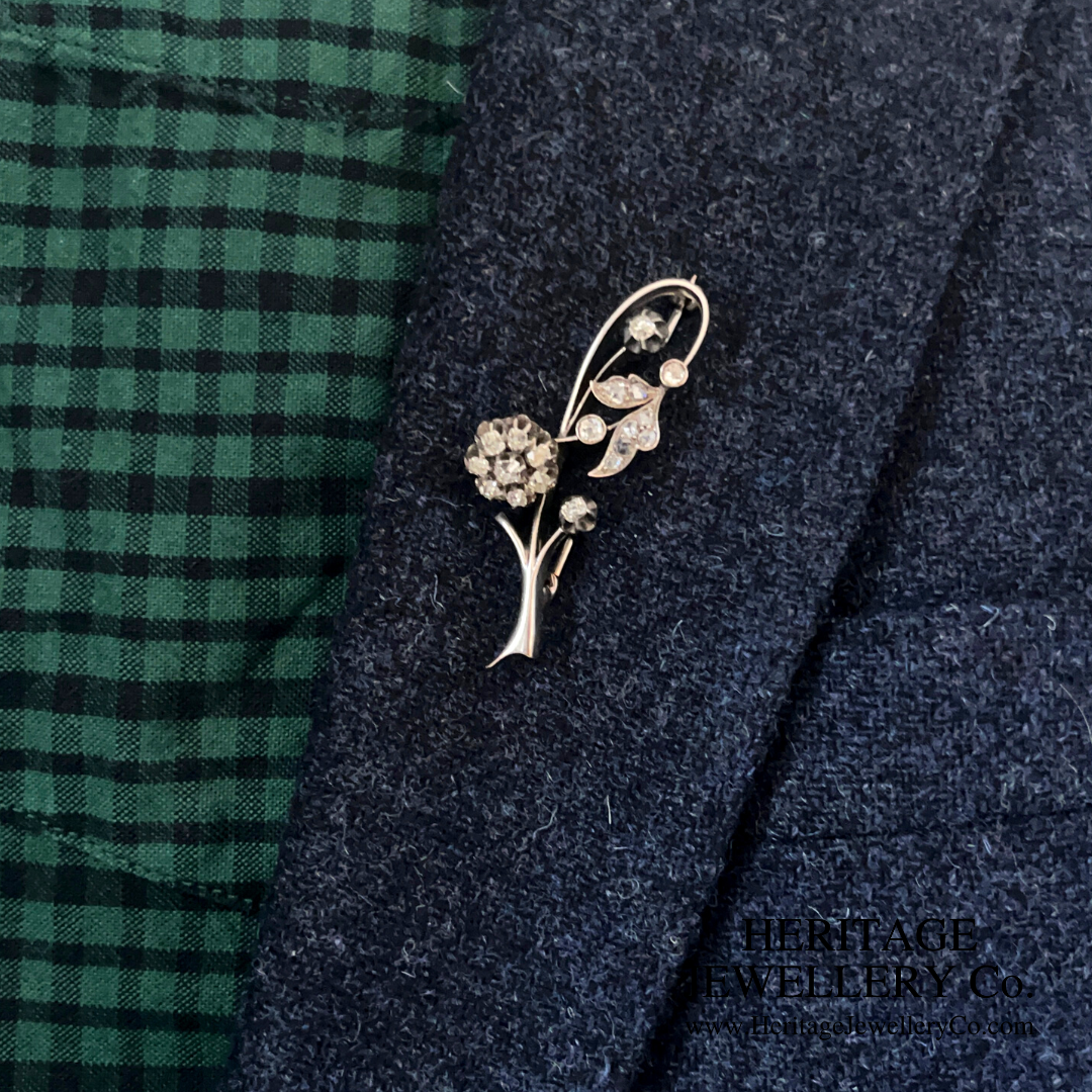 Art Deco Diamond Flower Brooch