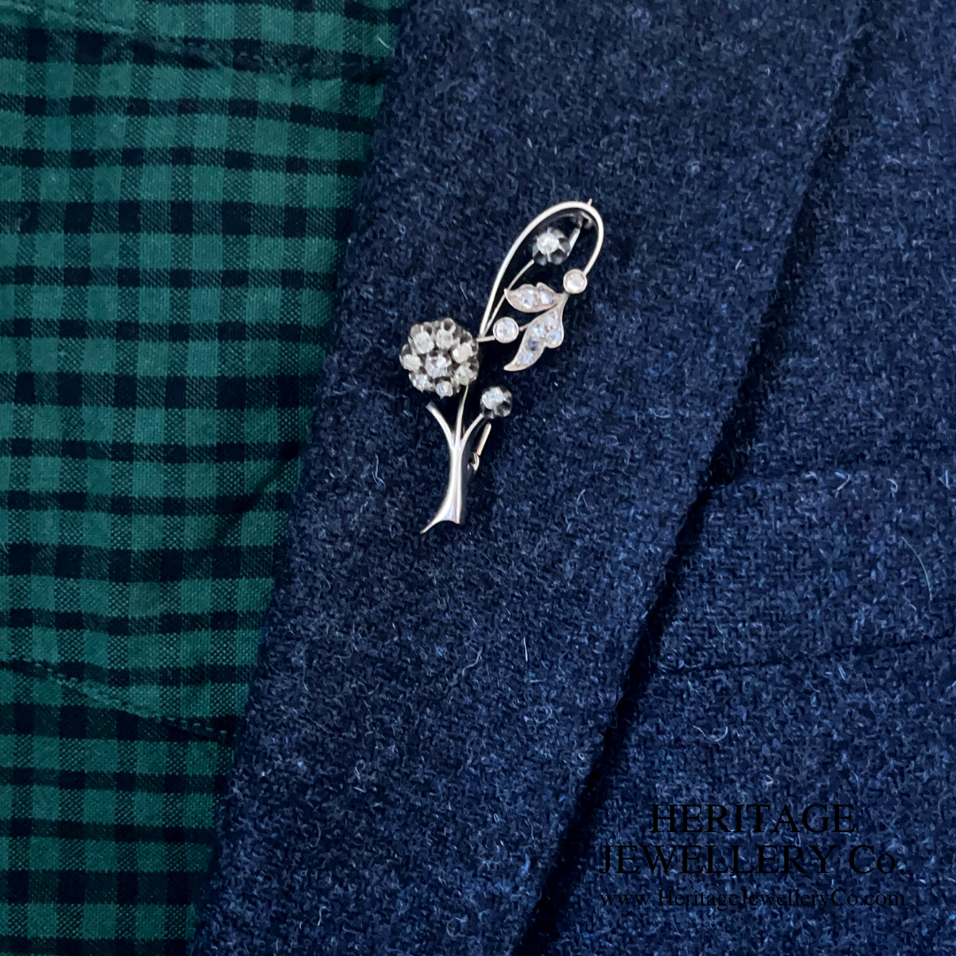 Art Deco Diamond Flower Brooch