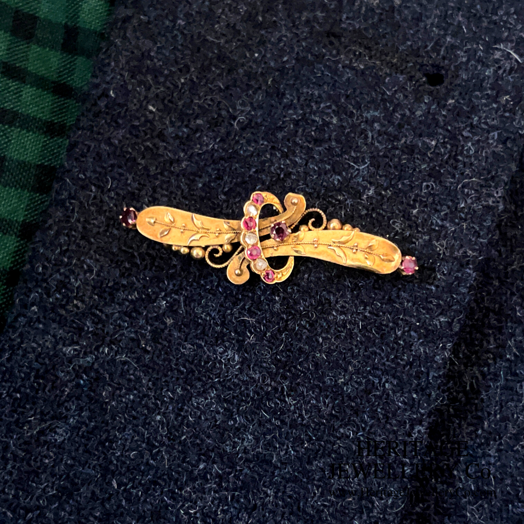 Antique Ruby and Diamond Brooch
