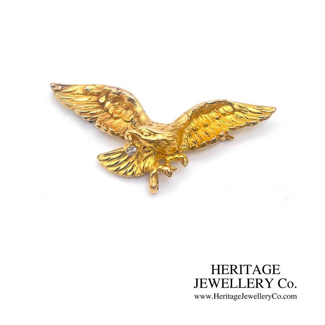 Antique Gold & Diamond Eagle Brooch