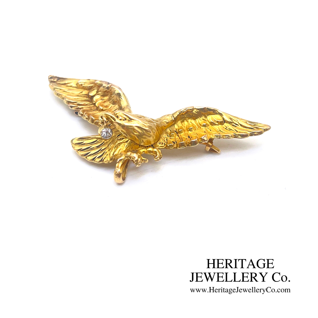 Antique Gold & Diamond Eagle Brooch