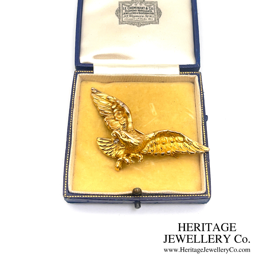 Antique Gold & Diamond Eagle Brooch