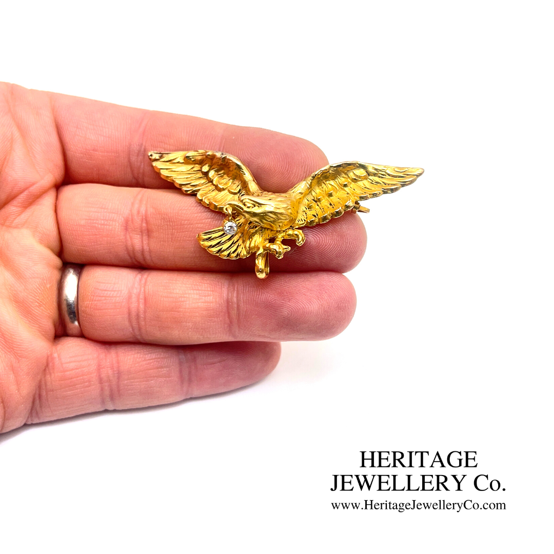 Antique Gold & Diamond Eagle Brooch