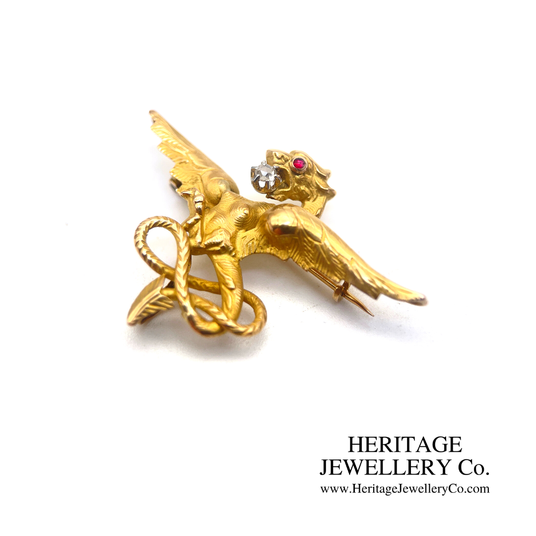 Antique Diamond-set Chimera Brooch / Pendant