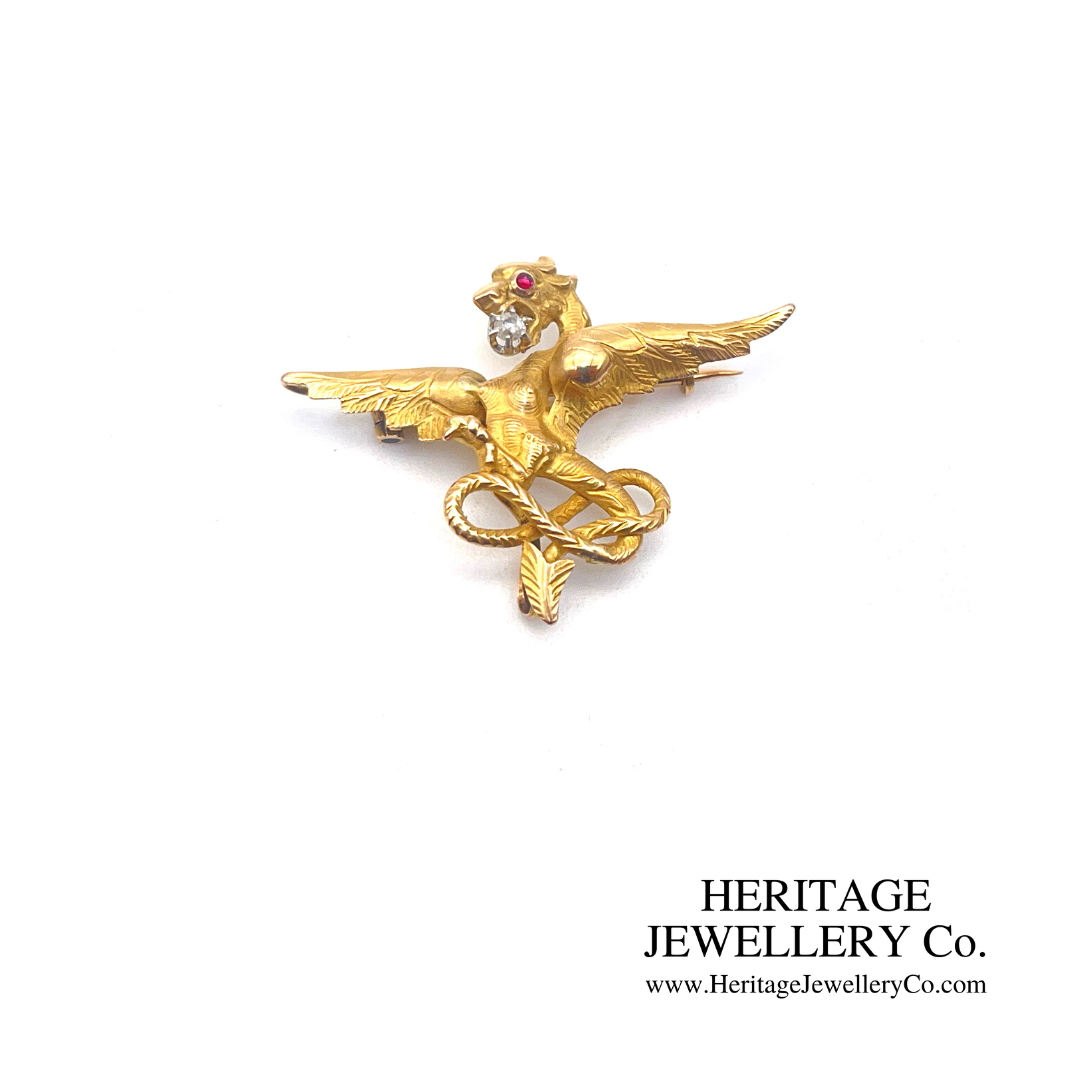 Antique Diamond-set Chimera Brooch / Pendant
