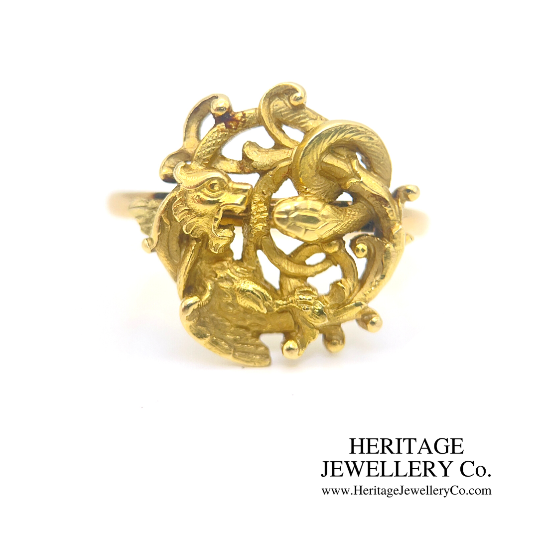 Antique Chimera and Snake Ring