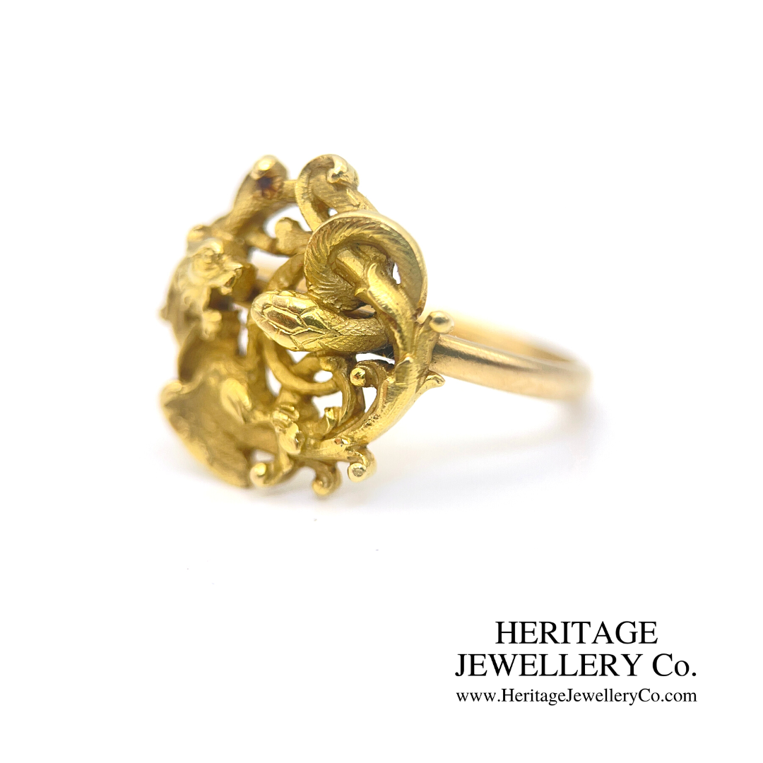 Antique Chimera and Snake Ring