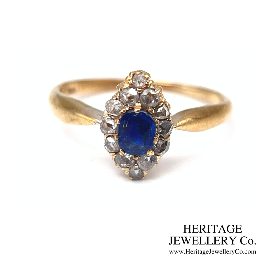 Antique Sapphire & Diamond Navette Ring