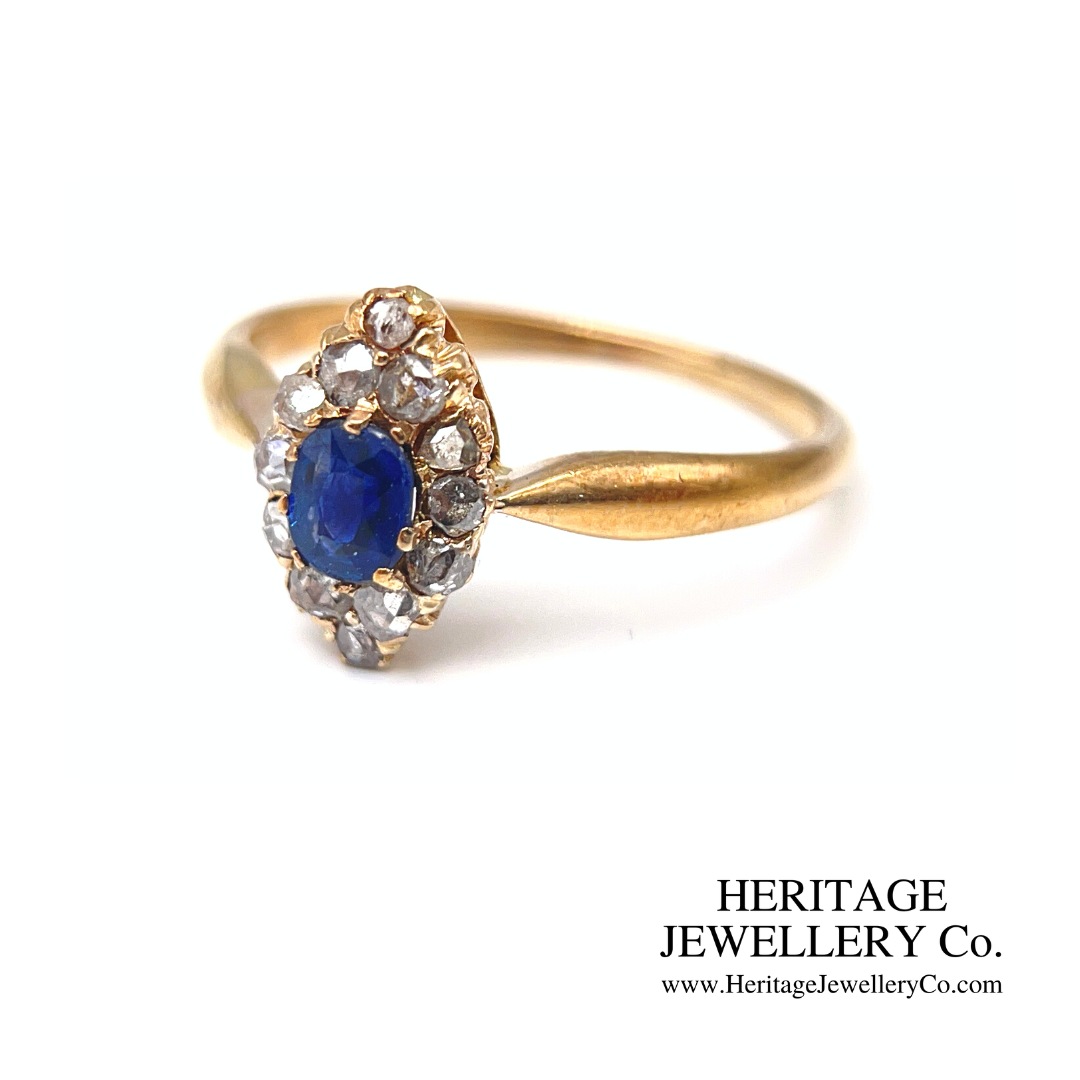 Antique Sapphire & Diamond Navette Ring