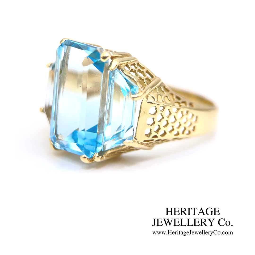 Vintage Aquamarine Dress Ring (14ct gold)