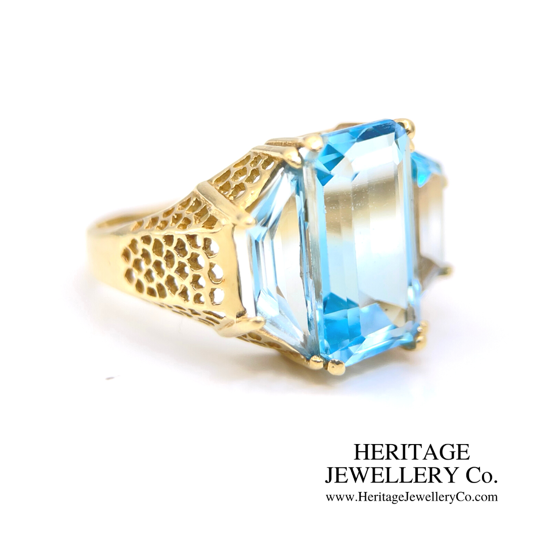 Vintage Aquamarine Dress Ring (14ct gold)