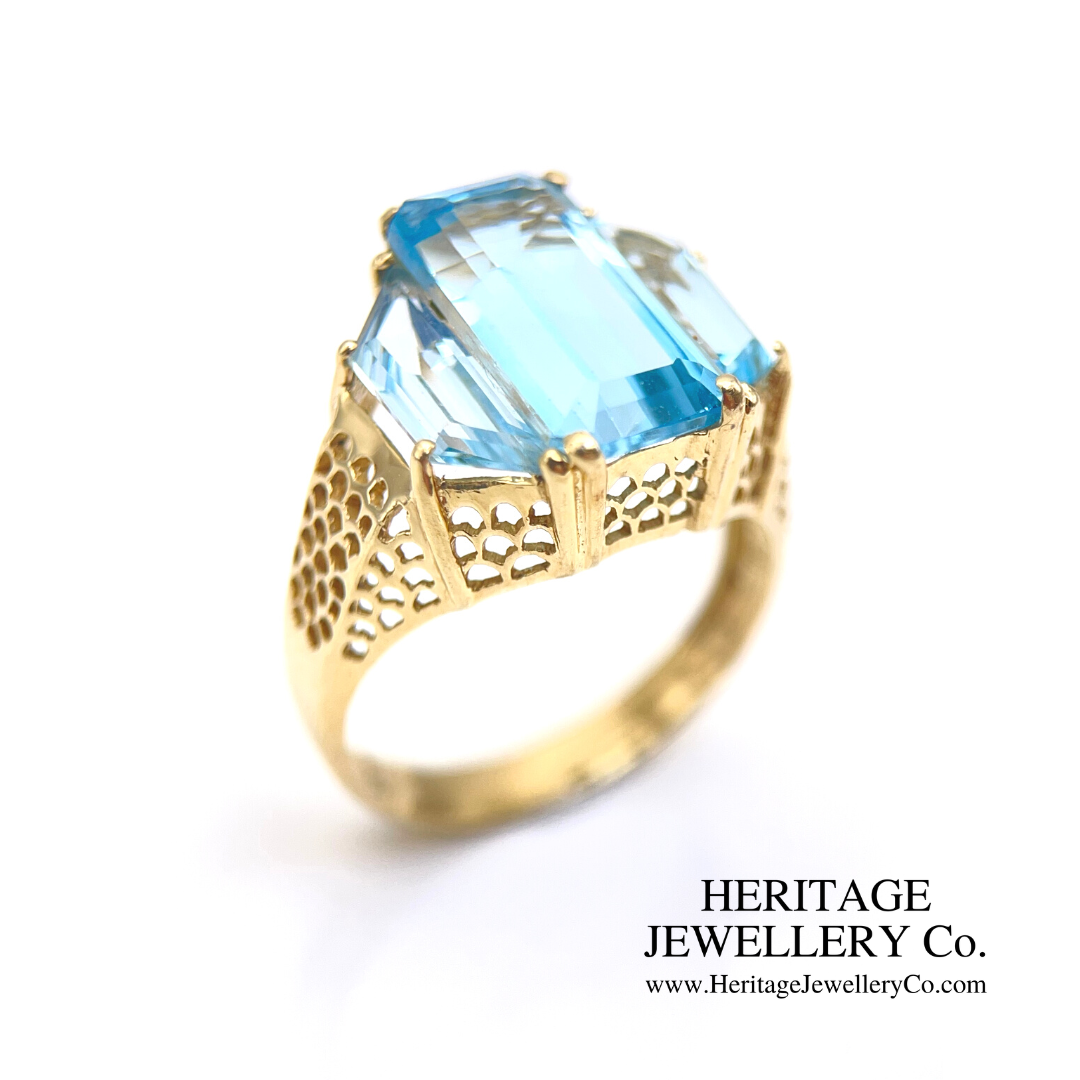 Vintage Aquamarine Dress Ring (14ct gold)