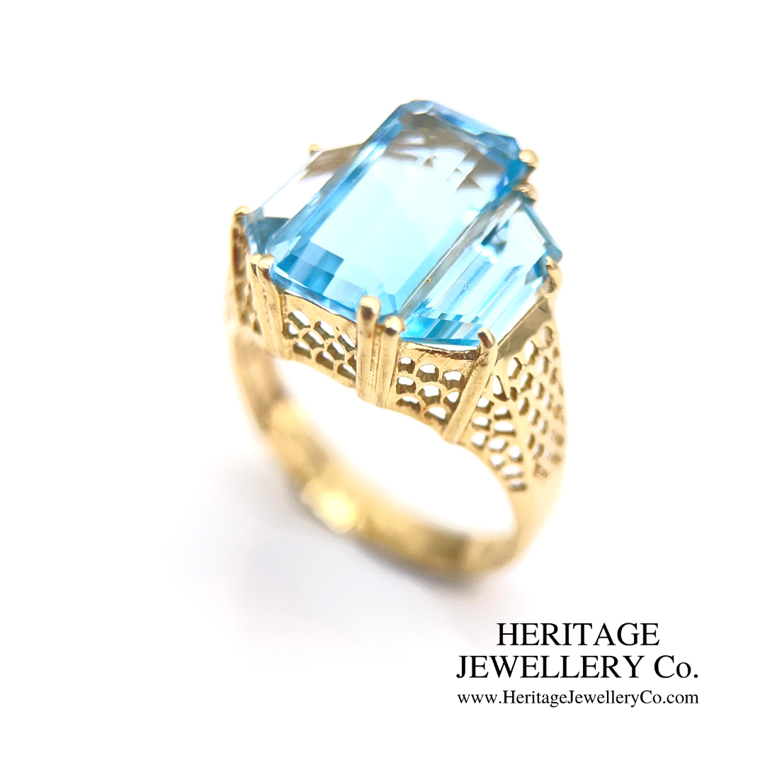 Vintage Aquamarine Dress Ring (14ct gold)