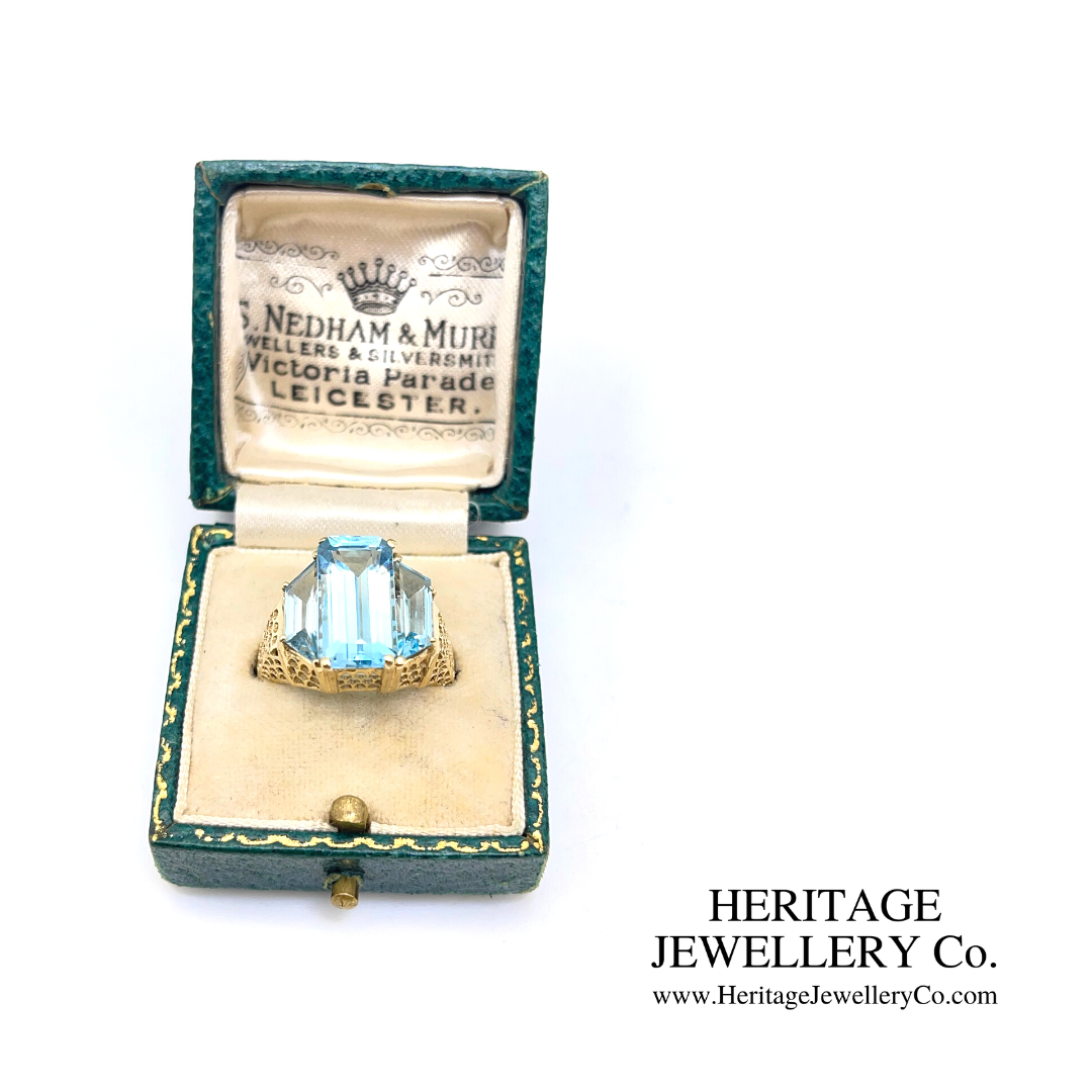 Vintage Aquamarine Dress Ring (14ct gold)