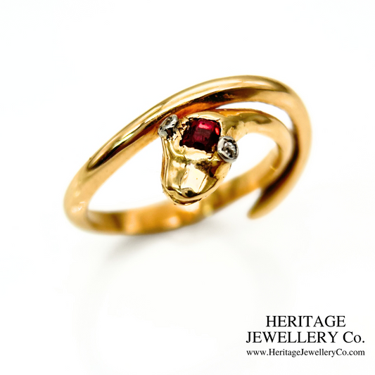 Antique 18K Gold Snake Ring