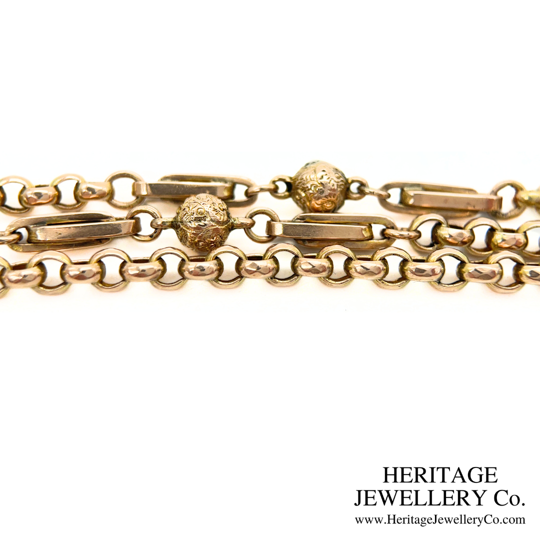 Antique Gold Fancy Long Guard Chain (9ct Gold)