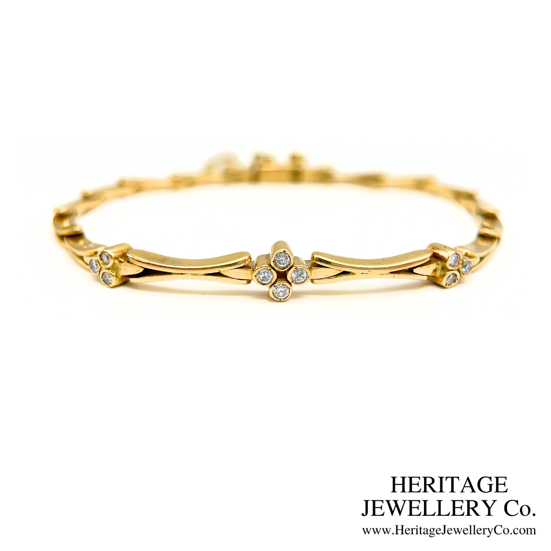 Vintage Gold and Diamond Fleurette Bracelet (18ct Gold)