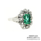 Art Deco Emerald and Diamond Cluster Ring (Platinum)