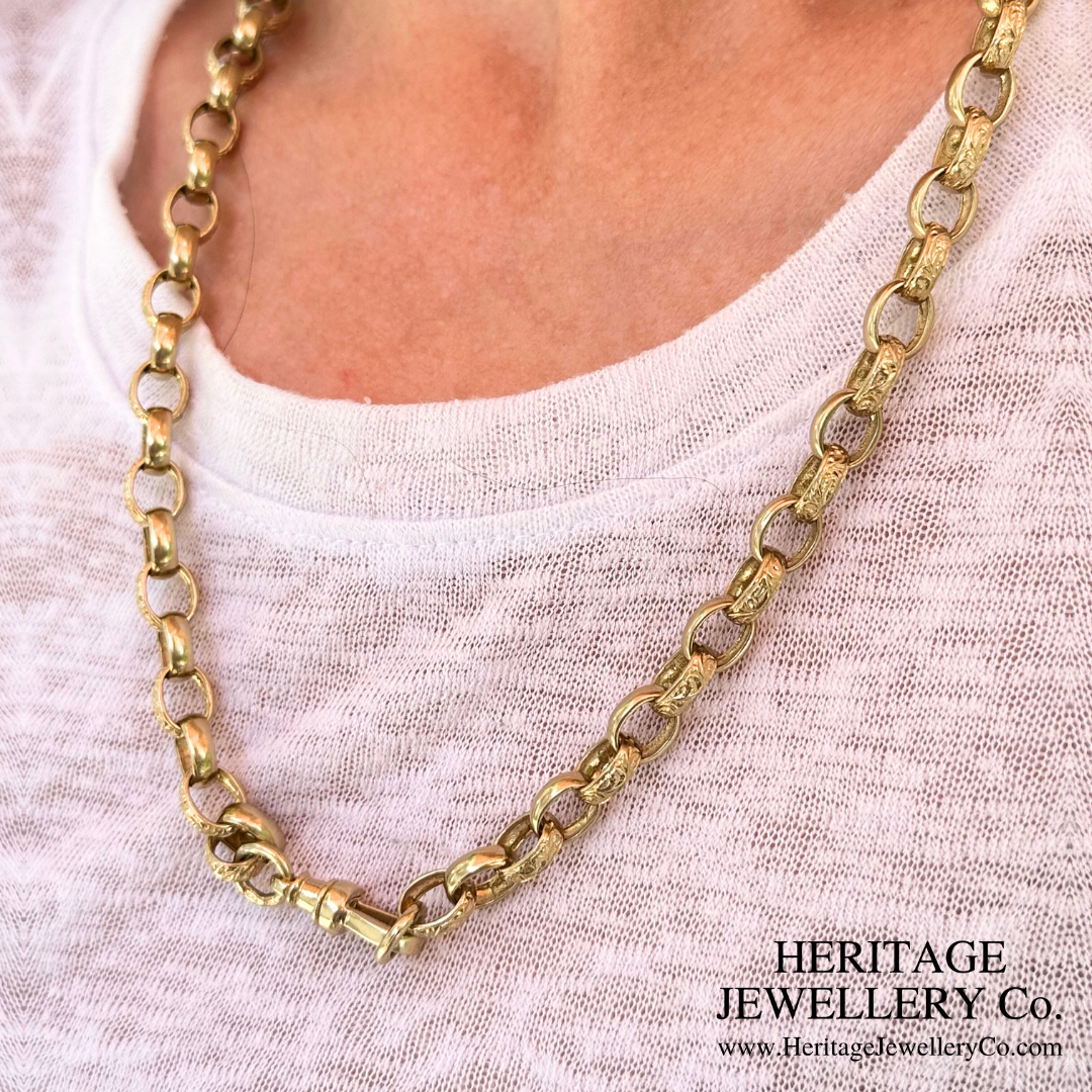 Antique Engraved Gold Link Chain