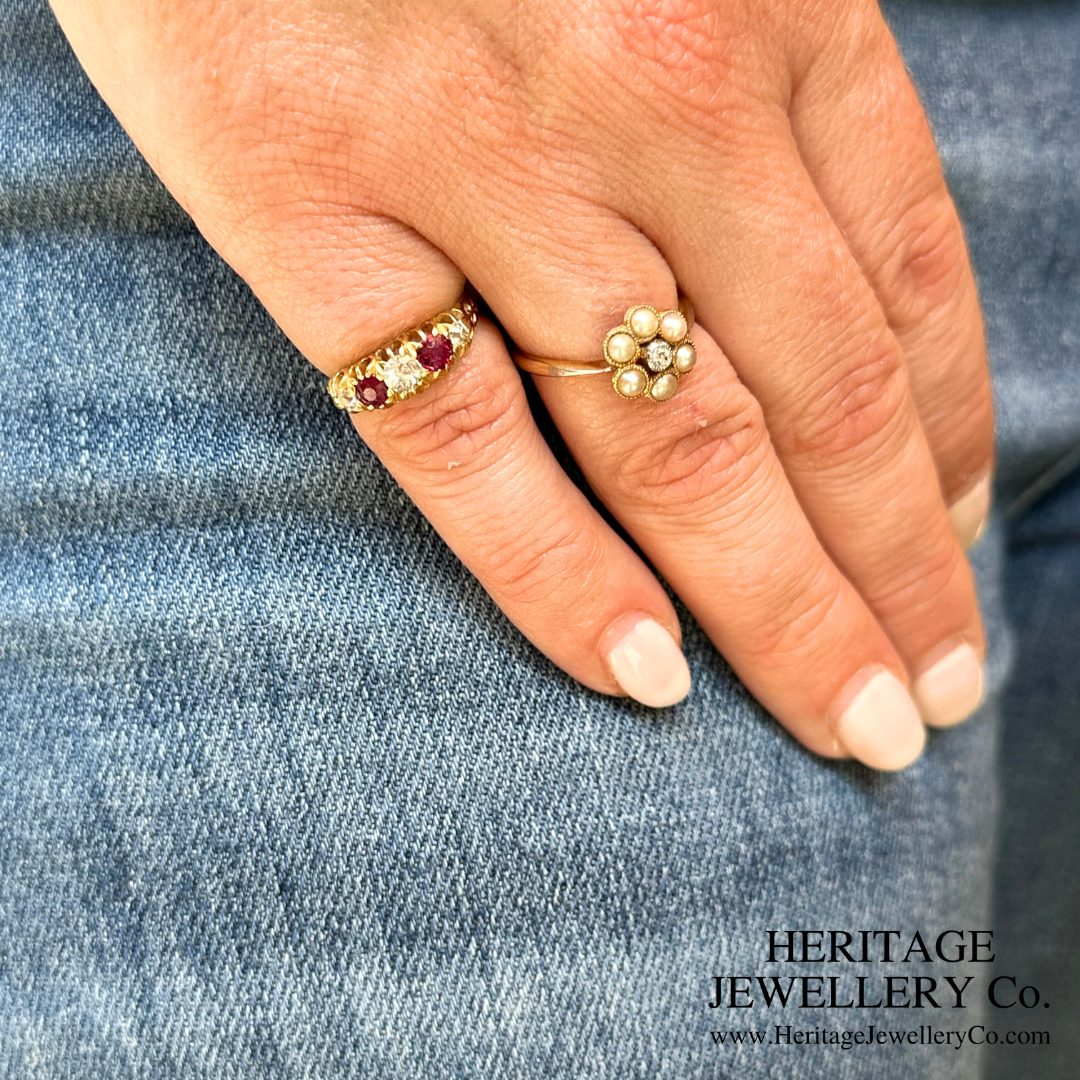 Antique Pearl & Diamond Cluster Ring