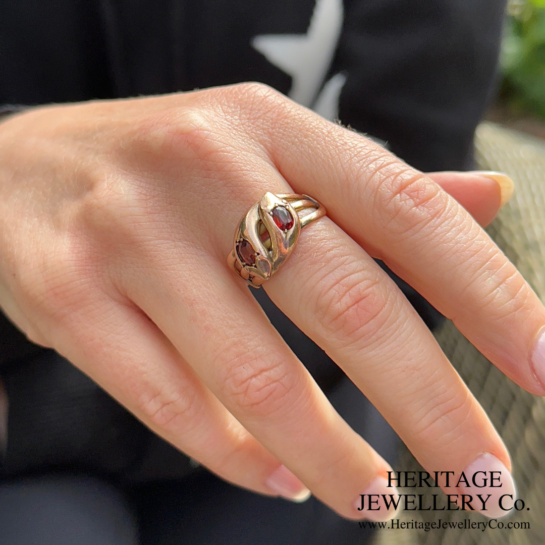 Victorian Garnet Double Snake Ring (c.1883)
